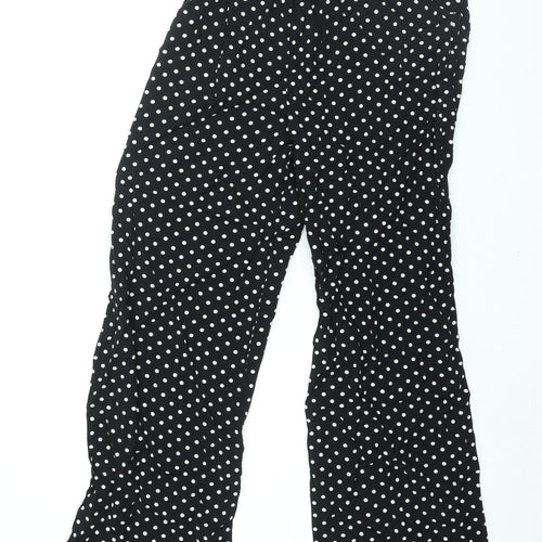 Wallis Womens Black Polka Dot Viscose Trousers Size 12 L31 in Regular