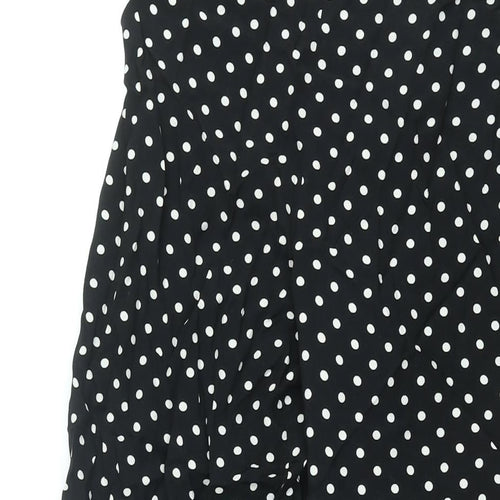 Wallis Womens Black Polka Dot Viscose Trousers Size 12 L31 in Regular