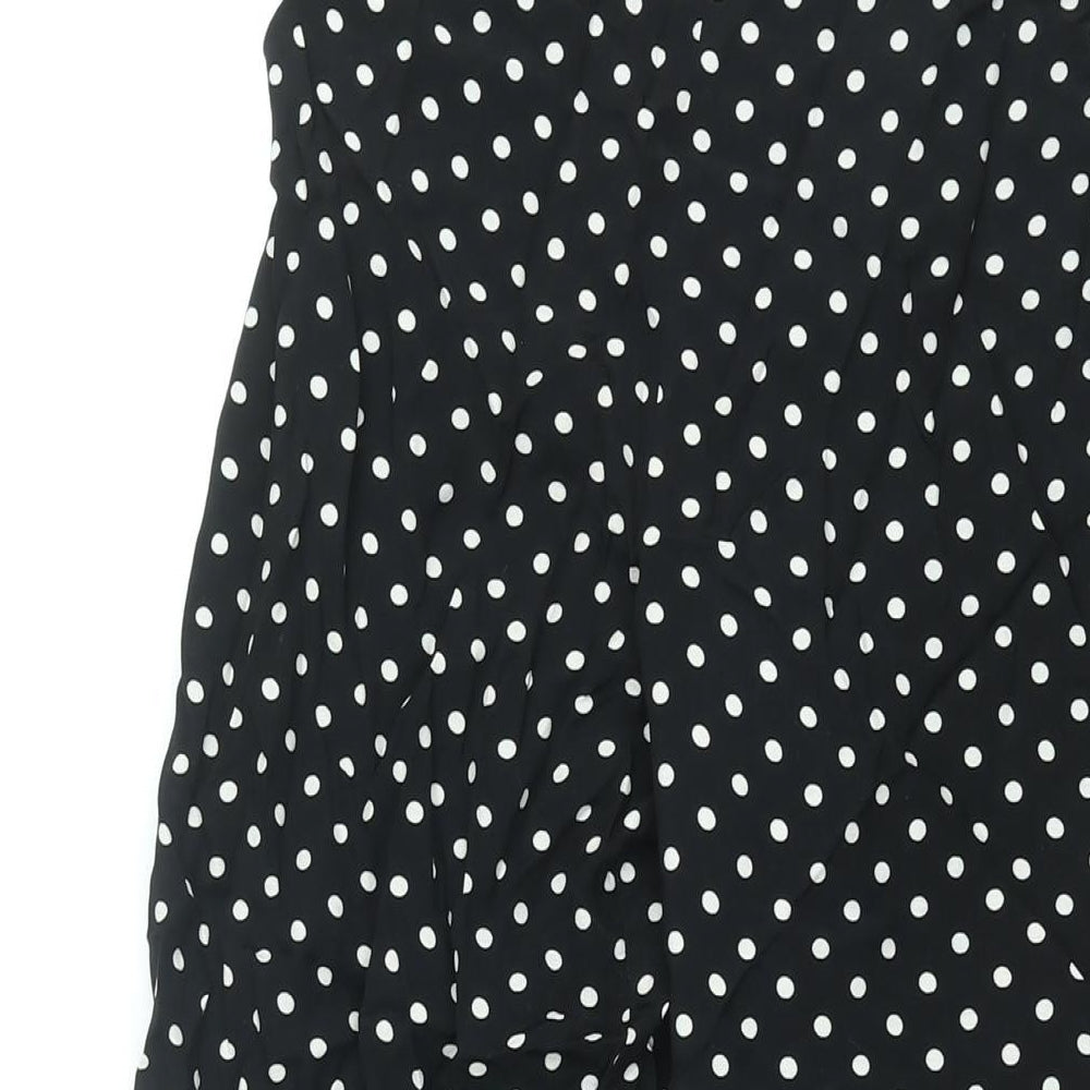 Wallis Womens Black Polka Dot Viscose Trousers Size 12 L31 in Regular