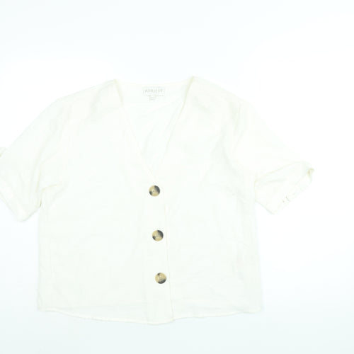 Apricot Womens White Polyester Basic Blouse Size 12 V-Neck