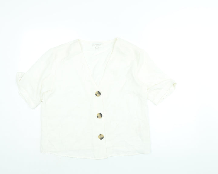 Apricot Womens White Polyester Basic Blouse Size 12 V-Neck