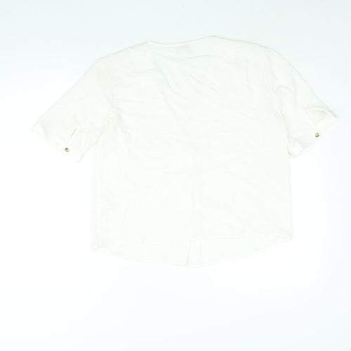 Apricot Womens White Polyester Basic Blouse Size 12 V-Neck
