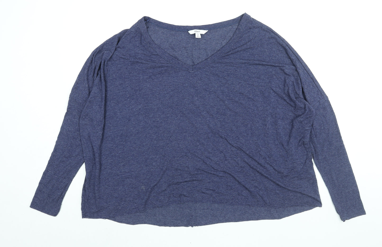 NEXT Womens Blue Viscose Basic Blouse Size 12 V-Neck