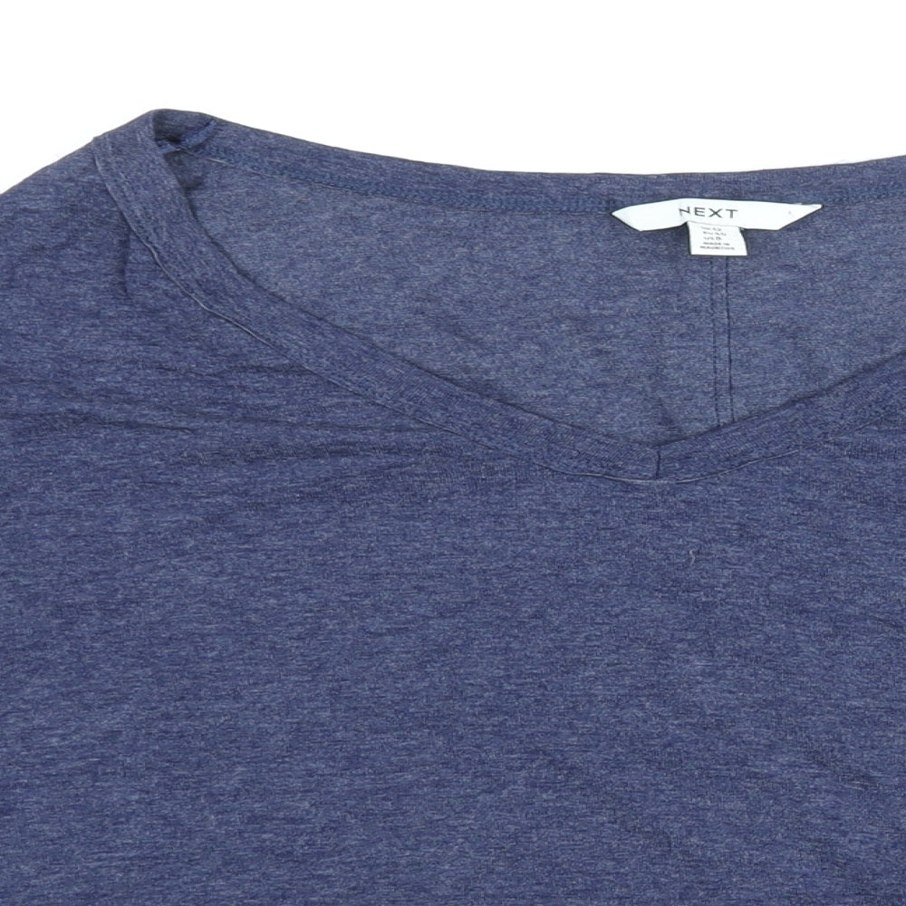 NEXT Womens Blue Viscose Basic Blouse Size 12 V-Neck