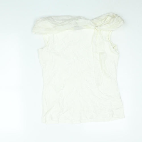 Principles Womens White Viscose Basic Blouse Size 14 Boat Neck - Tie