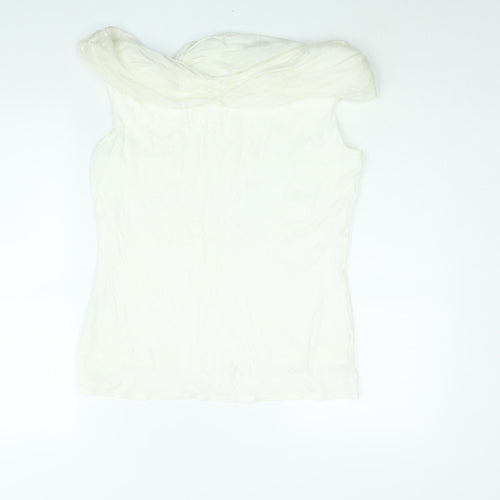 Principles Womens White Viscose Basic Blouse Size 14 Boat Neck - Tie