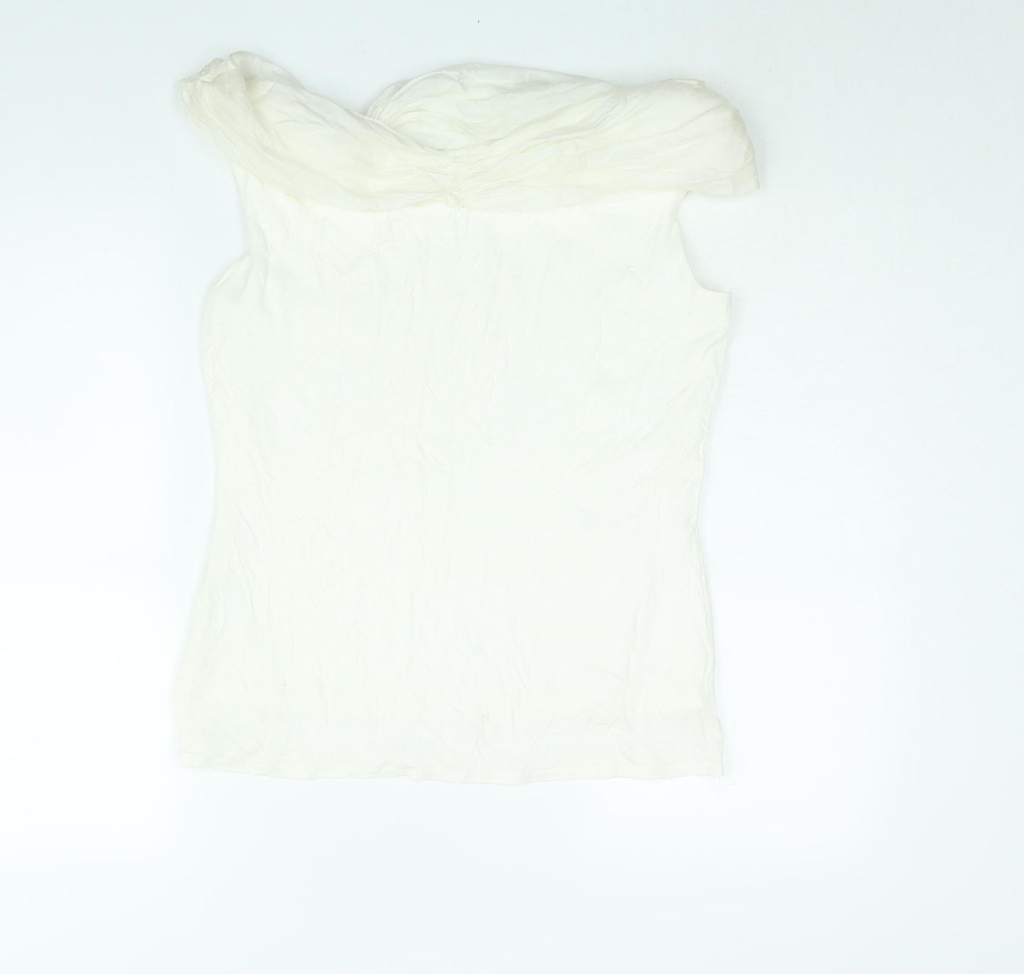 Principles Womens White Viscose Basic Blouse Size 14 Boat Neck - Tie