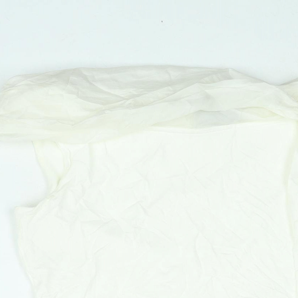Principles Womens White Viscose Basic Blouse Size 14 Boat Neck - Tie
