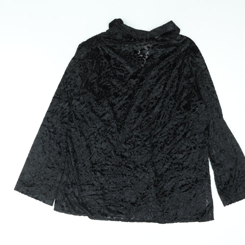 Sara Neal Womens Black Geometric Polyester Basic Button-Up Size 18 Collared