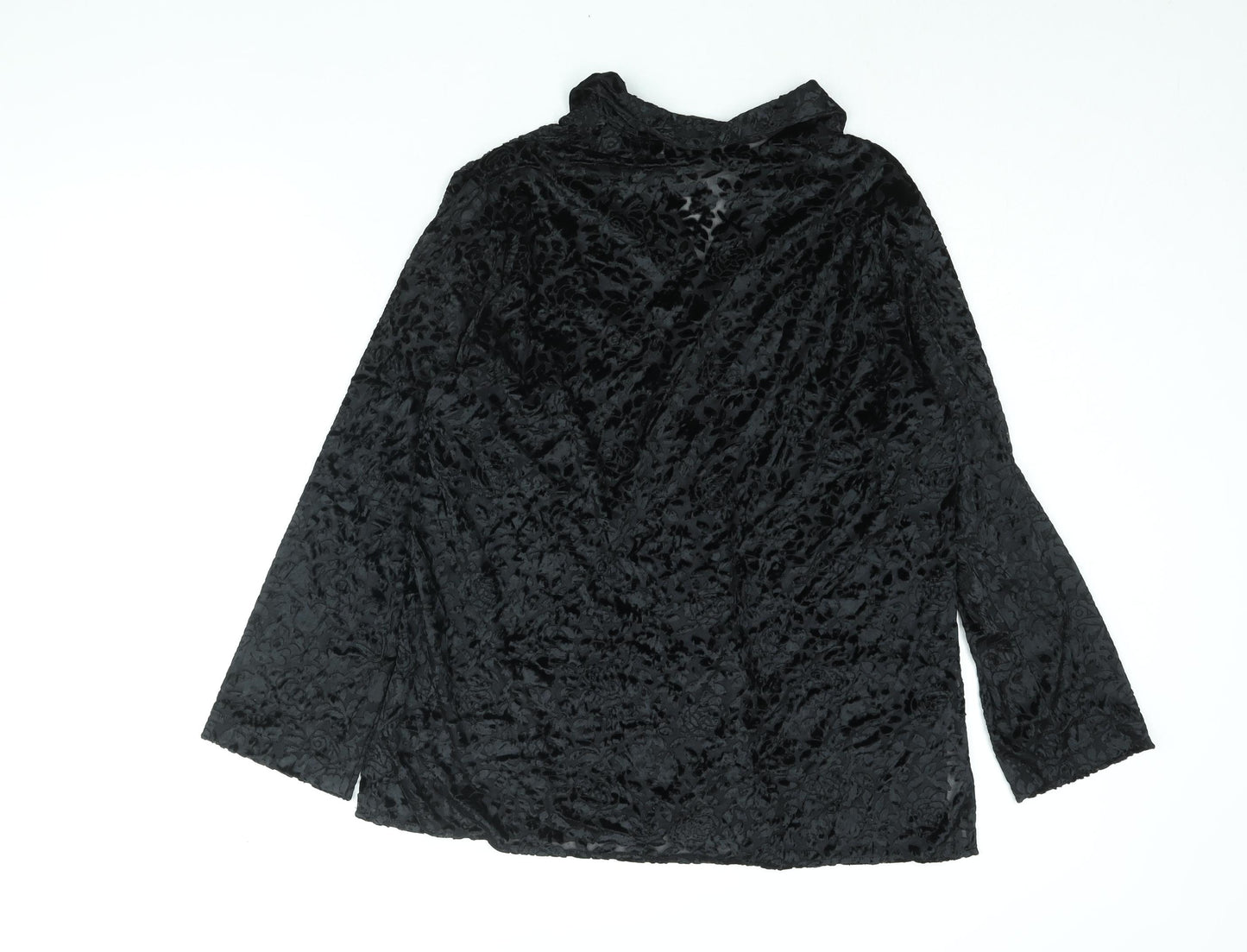 Sara Neal Womens Black Geometric Polyester Basic Button-Up Size 18 Collared