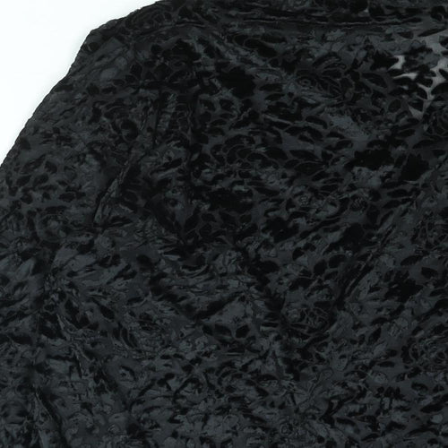 Sara Neal Womens Black Geometric Polyester Basic Button-Up Size 18 Collared
