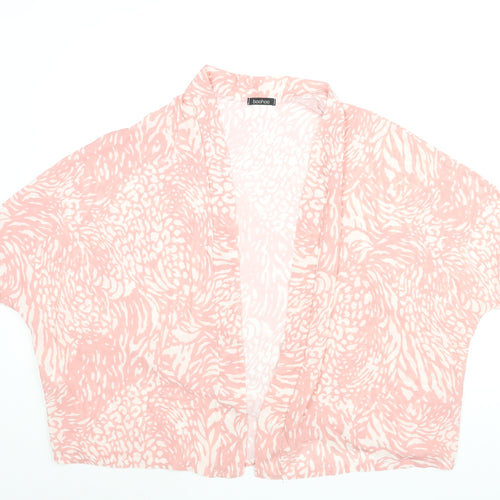 Boohoo Womens Pink Geometric Polyester Kimono Blouse Size 10 V-Neck - Size 10-12