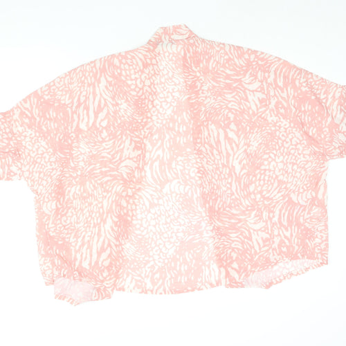 Boohoo Womens Pink Geometric Polyester Kimono Blouse Size 10 V-Neck - Size 10-12