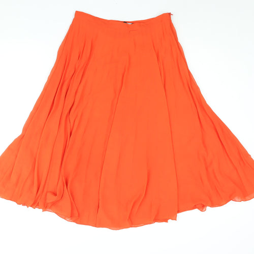 New Look Womens Red Polyester Pleated Skirt Size 10 Zip