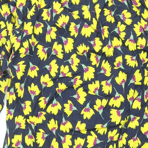 Zara Womens Multicoloured Floral Viscose Shift Size L Round Neck Button