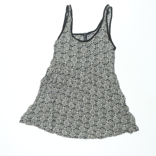 FOREVER 21 Womens Black Geometric Polyester A-Line Size S Scoop Neck Pullover - Smockd
