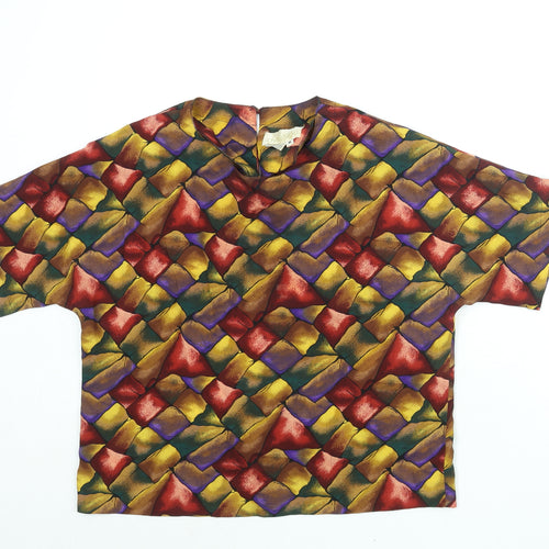 Che Studio Womens Multicoloured Geometric Polyester Basic Blouse Size M Round Neck