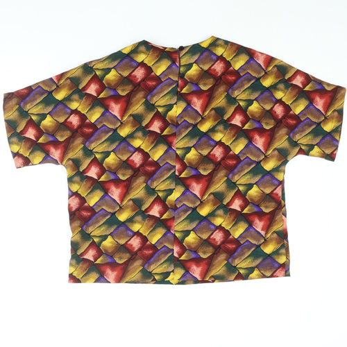 Che Studio Womens Multicoloured Geometric Polyester Basic Blouse Size M Round Neck