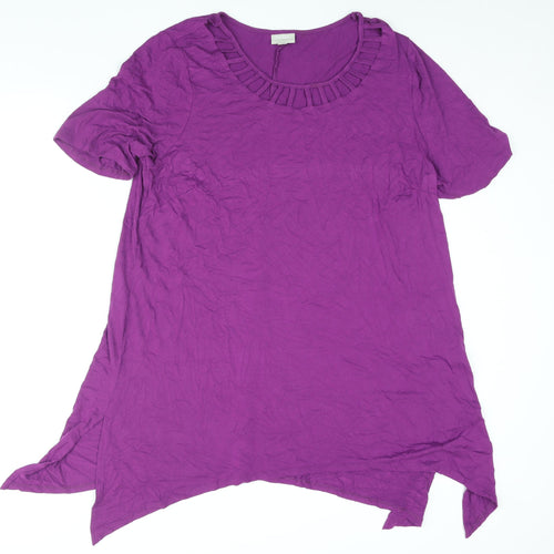 Zim & Zoe Womens Purple Viscose T-Shirt Dress Size 20 Scoop Neck Pullover