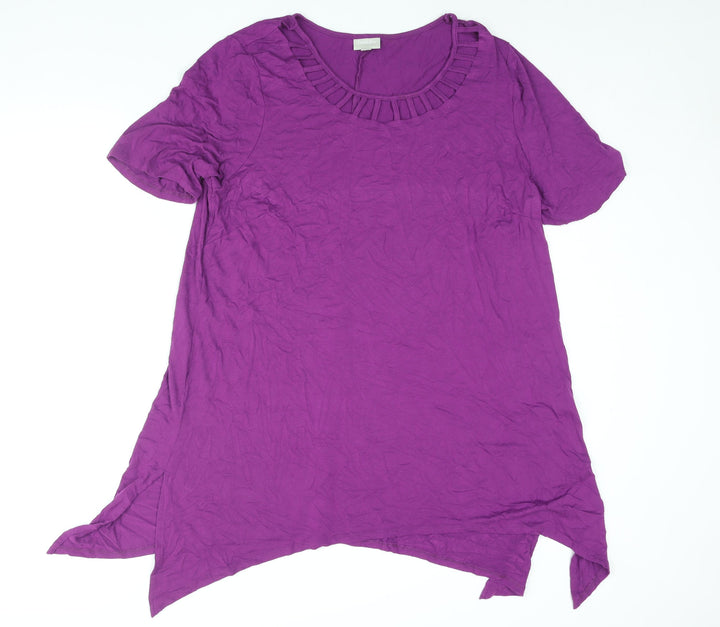 Zim & Zoe Womens Purple Viscose T-Shirt Dress Size 20 Scoop Neck Pullover