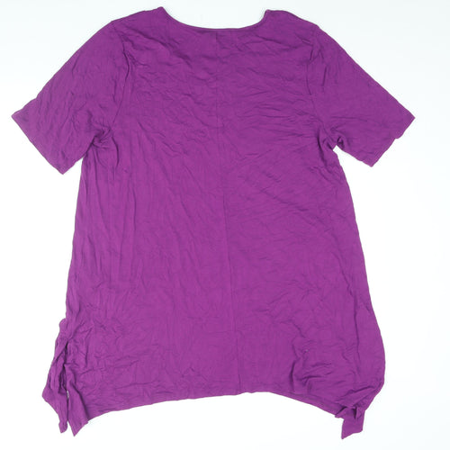 Zim & Zoe Womens Purple Viscose T-Shirt Dress Size 20 Scoop Neck Pullover