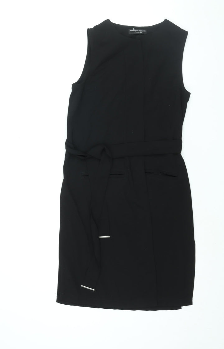 Dorothy Perkins Womens Black Jacket Waistcoat Size 10 Tie - Belted