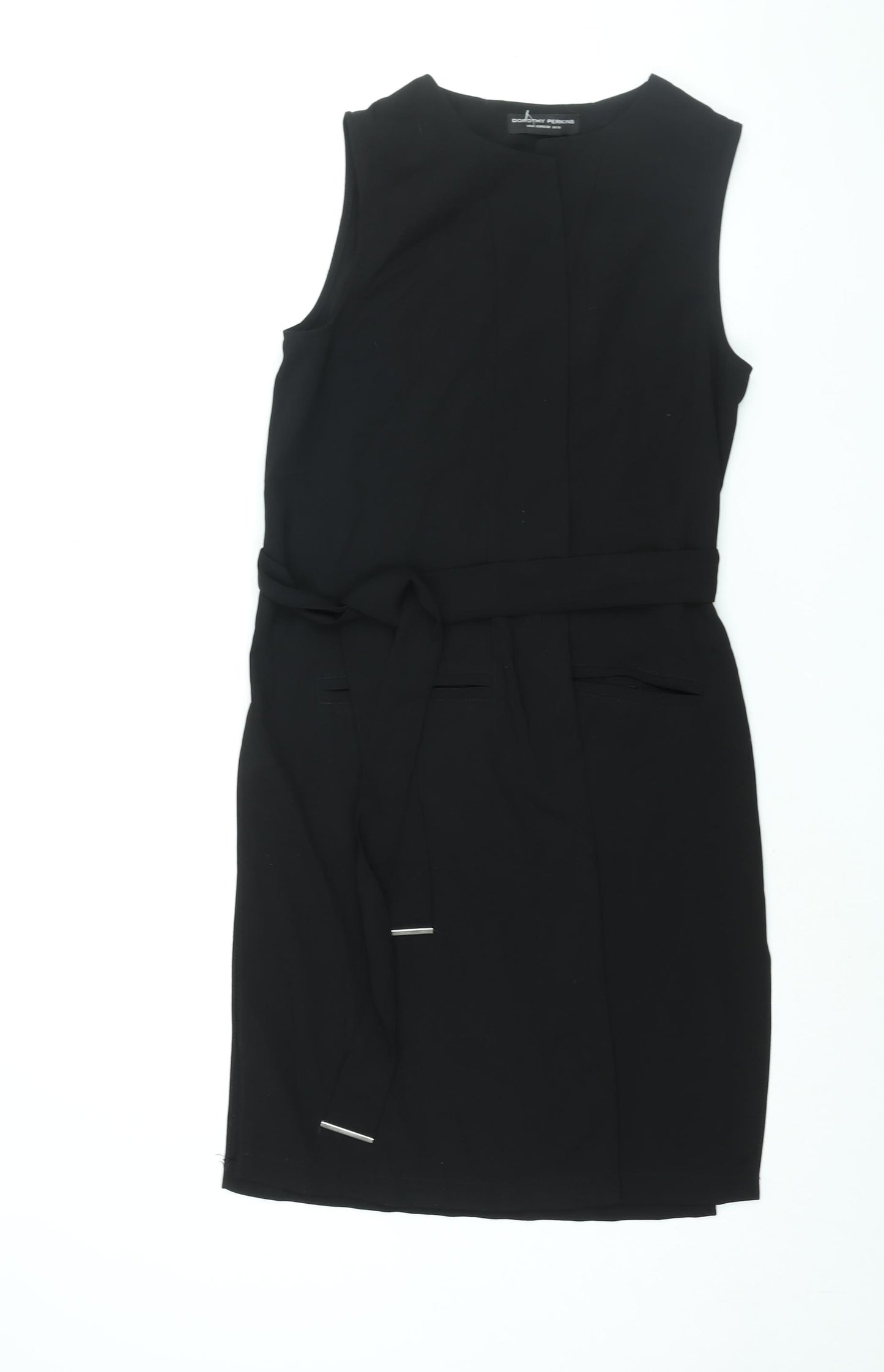 Dorothy Perkins Womens Black Jacket Waistcoat Size 10 Tie - Belted