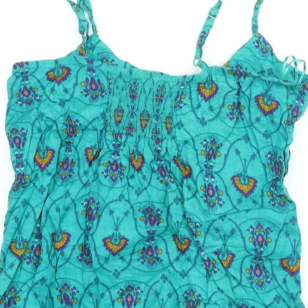 Monsoon Womens Blue Geometric Viscose Camisole Blouse Size 12 Scoop Neck