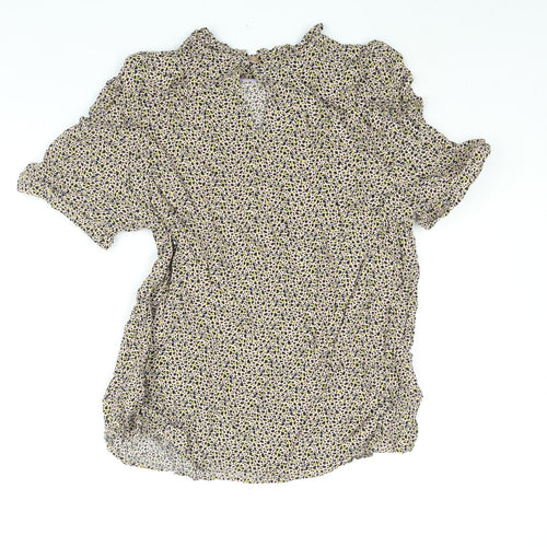 Numph Womens Multicoloured Geometric Viscose Basic Blouse Size 12 Mock Neck