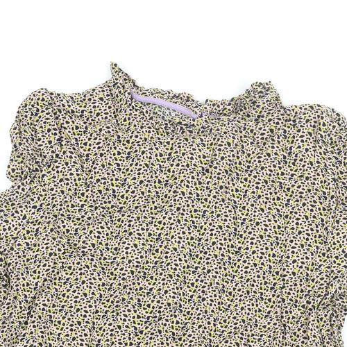 Numph Womens Multicoloured Geometric Viscose Basic Blouse Size 12 Mock Neck