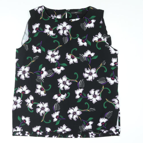 NEXT Womens Black Floral Polyester Camisole Blouse Size 22 Round Neck