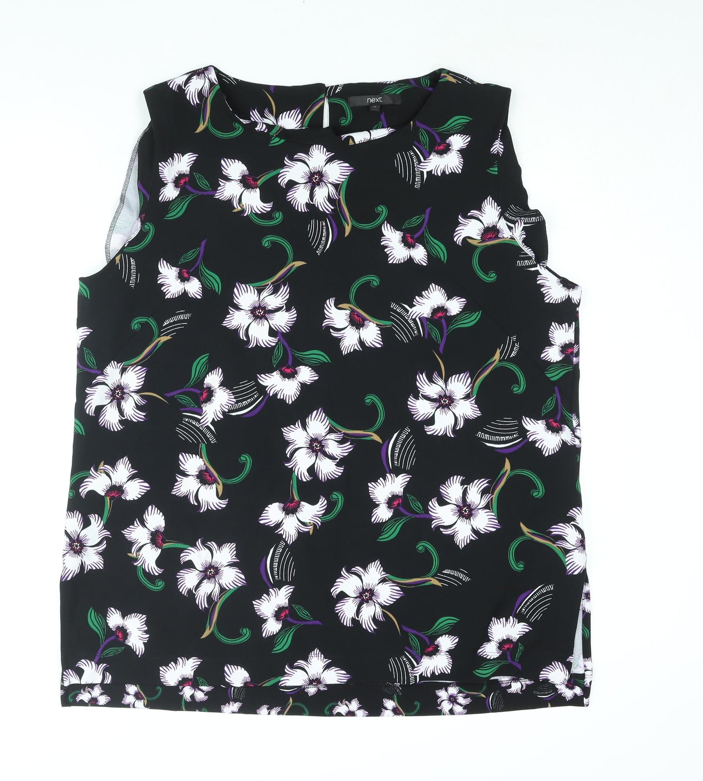 NEXT Womens Black Floral Polyester Camisole Blouse Size 22 Round Neck