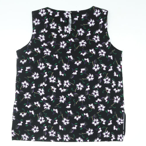 NEXT Womens Black Floral Polyester Camisole Blouse Size 22 Round Neck