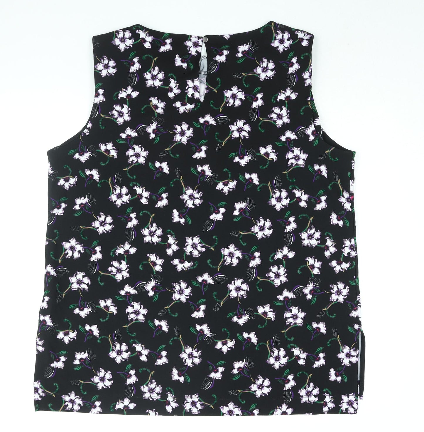 NEXT Womens Black Floral Polyester Camisole Blouse Size 22 Round Neck