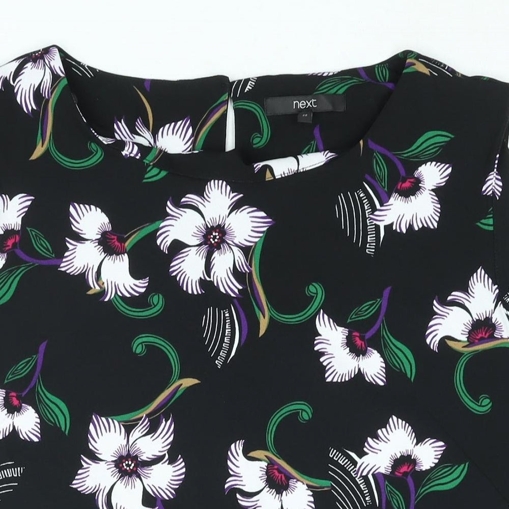 NEXT Womens Black Floral Polyester Camisole Blouse Size 22 Round Neck