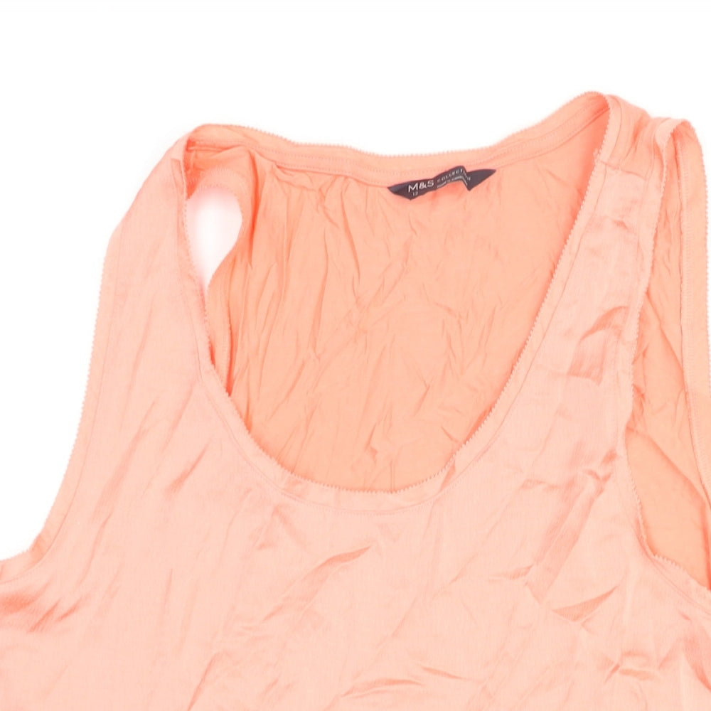 Marks and Spencer Womens Pink Polyester Camisole Blouse Size 12 Scoop Neck