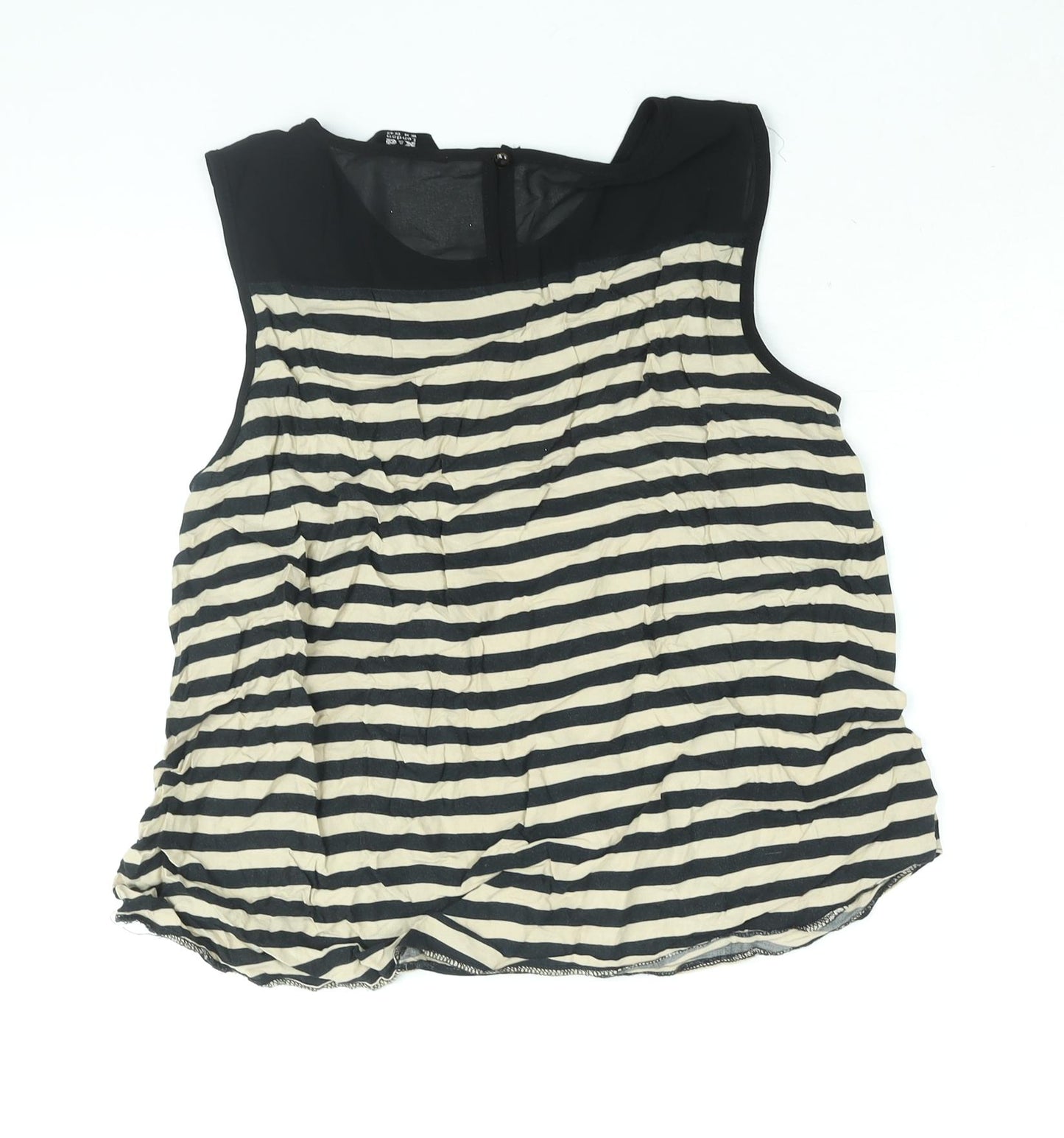 K&D London Womens Beige Striped Polyester Camisole Blouse Size 14 Round Neck
