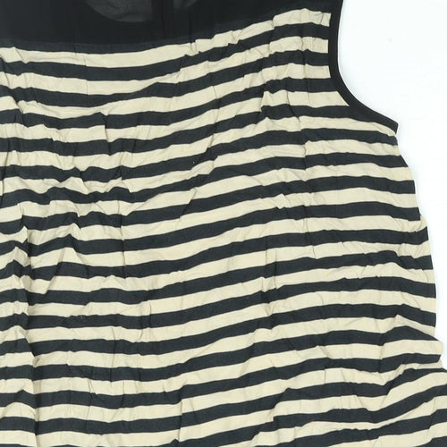 K&D London Womens Beige Striped Polyester Camisole Blouse Size 14 Round Neck