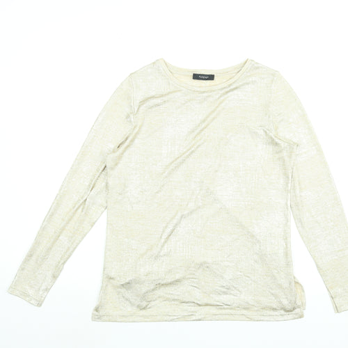 Autograph Womens Gold Polyester Basic Blouse Size 12 Round Neck