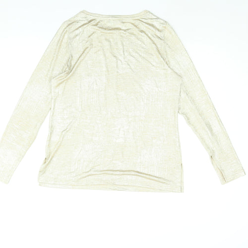 Autograph Womens Gold Polyester Basic Blouse Size 12 Round Neck