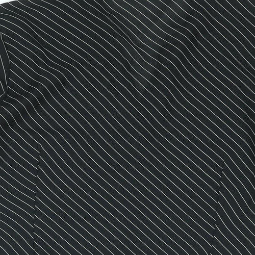 Anne Brooks Womens Black Striped Polyester Basic Button-Up Size 12 Collared