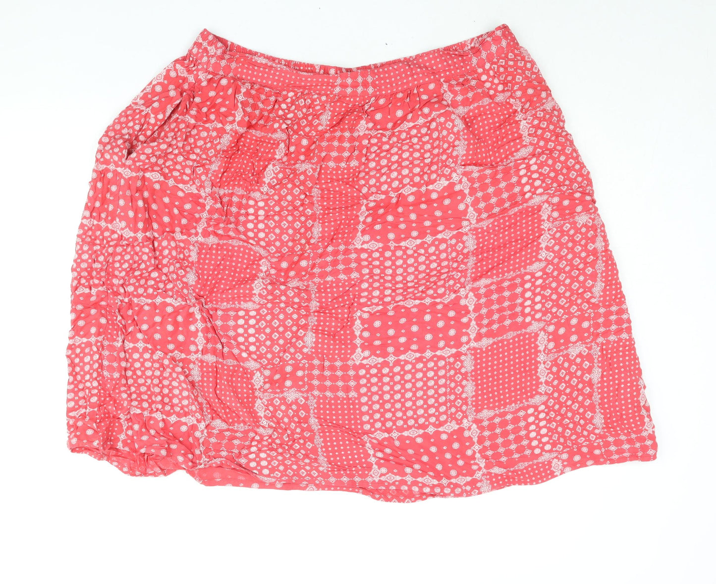Cotton Traders Womens Red Geometric Viscose A-Line Skirt Size 20