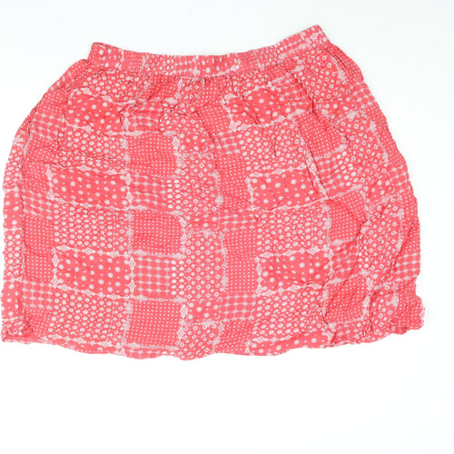 Cotton Traders Womens Red Geometric Viscose A-Line Skirt Size 20
