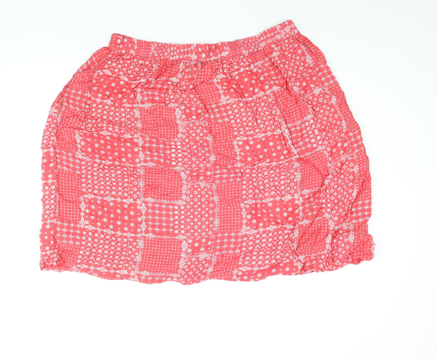 Cotton Traders Womens Red Geometric Viscose A-Line Skirt Size 20