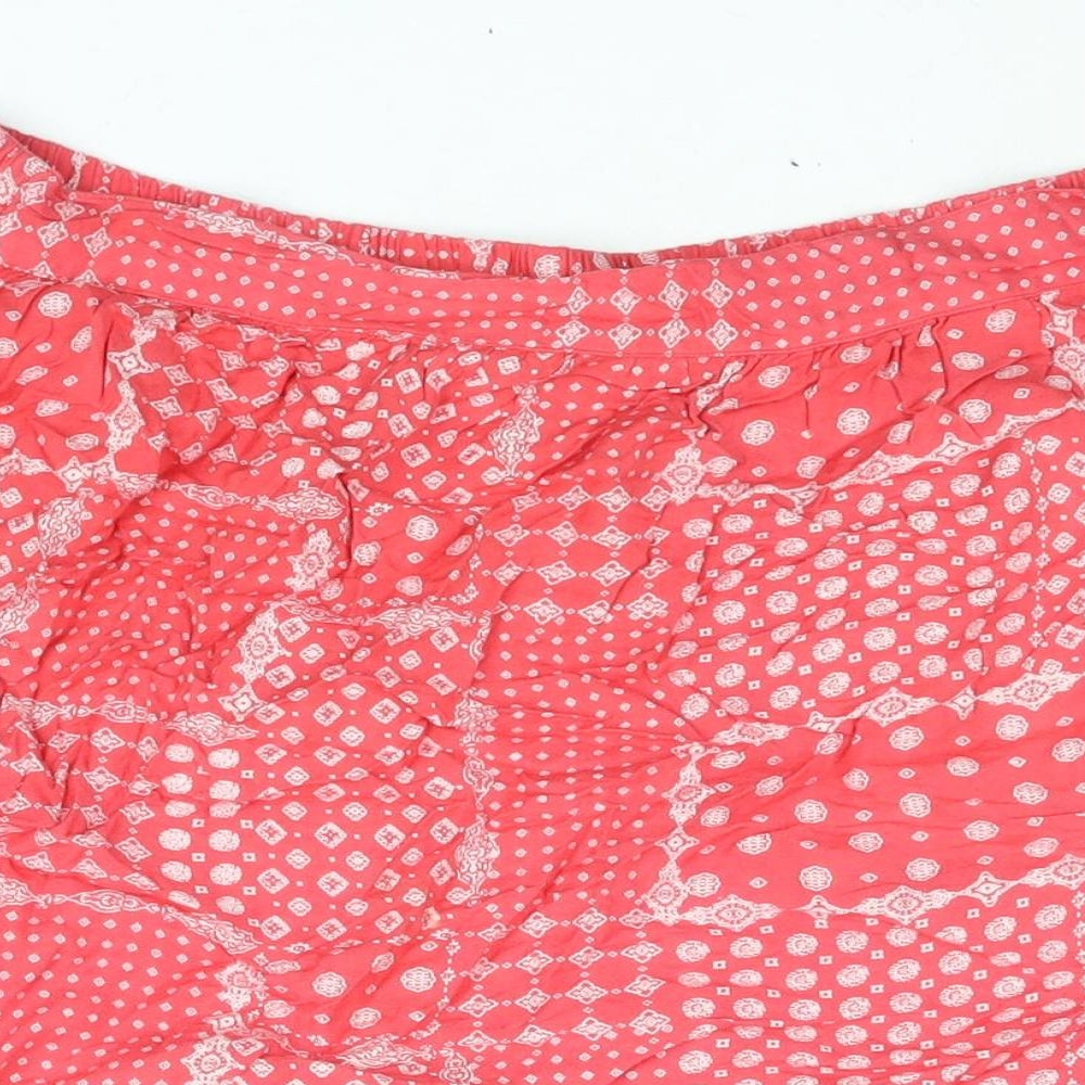 Cotton Traders Womens Red Geometric Viscose A-Line Skirt Size 20