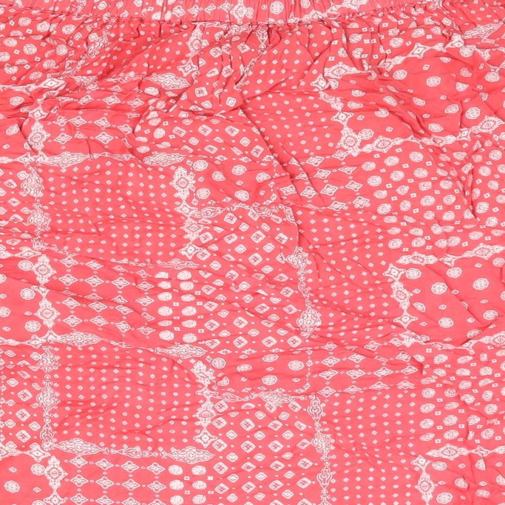 Cotton Traders Womens Red Geometric Viscose A-Line Skirt Size 20