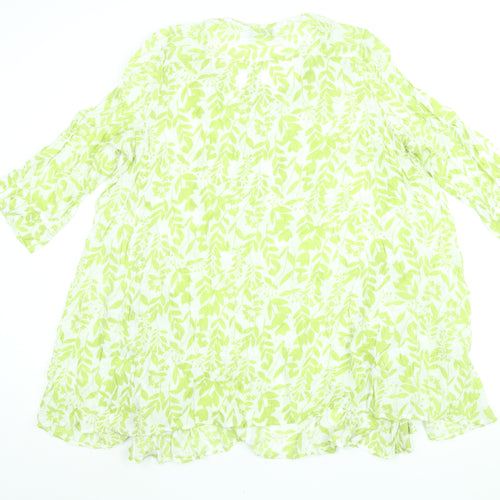Klass Womens Green Floral Viscose A-Line Size XL Round Neck Pullover