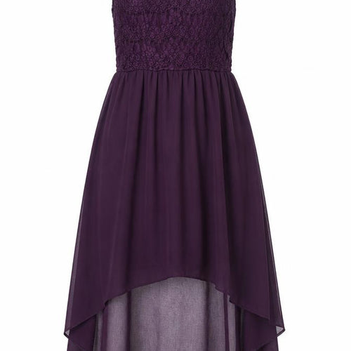 New Look Womens Purple Cotton Shift Size 12 Round Neck Zip - Lace Bodice