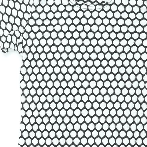 Liquid Womens White Geometric Polyester Bodycon Size XL Round Neck Pullover