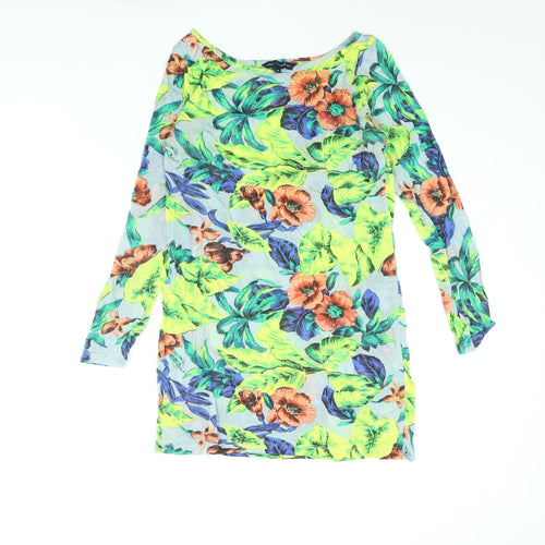 French Connection Womens Multicoloured Floral Polyester Basic Blouse Size M Boat Neck